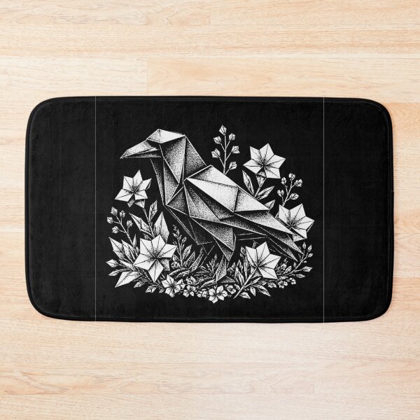 Item preview, Origami Crow in Paper Flowers - Geometric Bird Design - White designed and sold by PrimitiveTees.