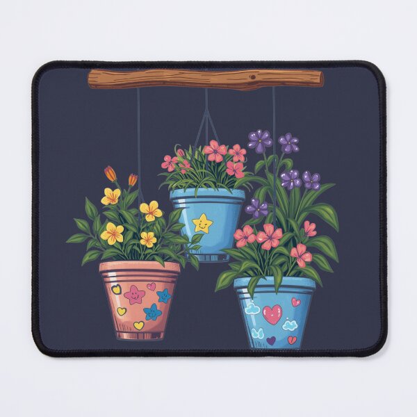 Item preview, Cute Hanging Flower Pots – Kawaii Floral Illustration, Pastel Garden Decor designed and sold by EchoPrints7.
