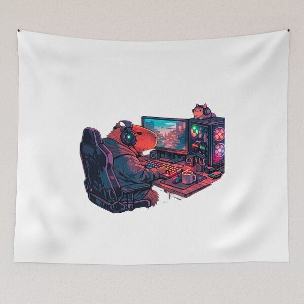 Item preview, Capybara Gamer: Night Setup designed and sold by NextNoob485.