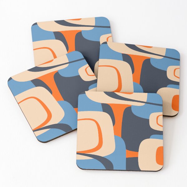 Item preview, Mid Century Modern Retro Abstract Pattern Blue Orange designed and sold by kierkegaard.