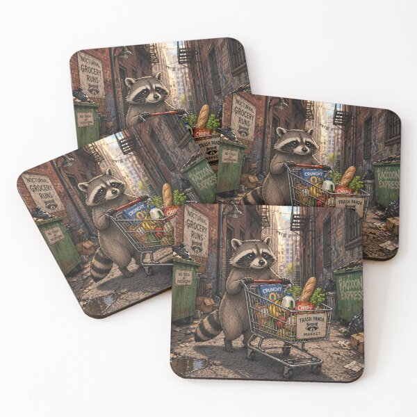Item preview, Trash Panda Grocery Shopping Funny Raccoon In Alley With Cart Meme Shirt Cute Animal Humor designed and sold by SleepyLlamaClothes.