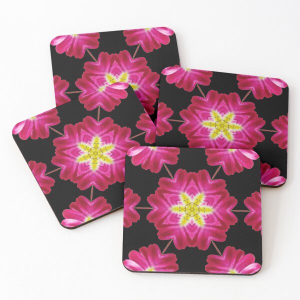 Item preview, Pink Floral Star Kaleidoscope on Black – Bold Statement Pattern designed and sold by SilentBloomLab.