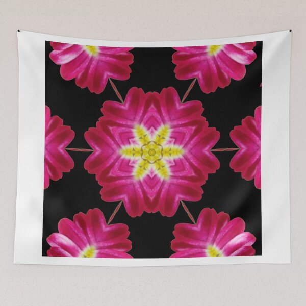 Item preview, Pink Floral Star Kaleidoscope on Black – Bold Statement Pattern designed and sold by SilentBloomLab.