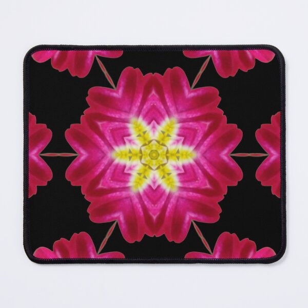 Item preview, Pink Floral Star Kaleidoscope on Black – Bold Statement Pattern designed and sold by SilentBloomLab.