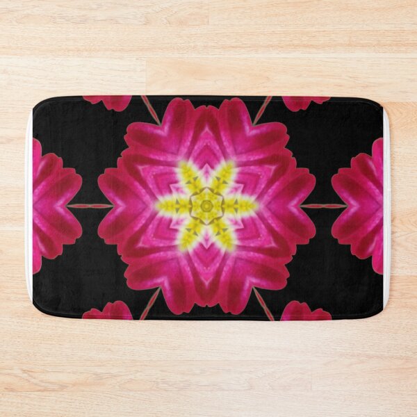 Item preview, Pink Floral Star Kaleidoscope on Black – Bold Statement Pattern designed and sold by SilentBloomLab.