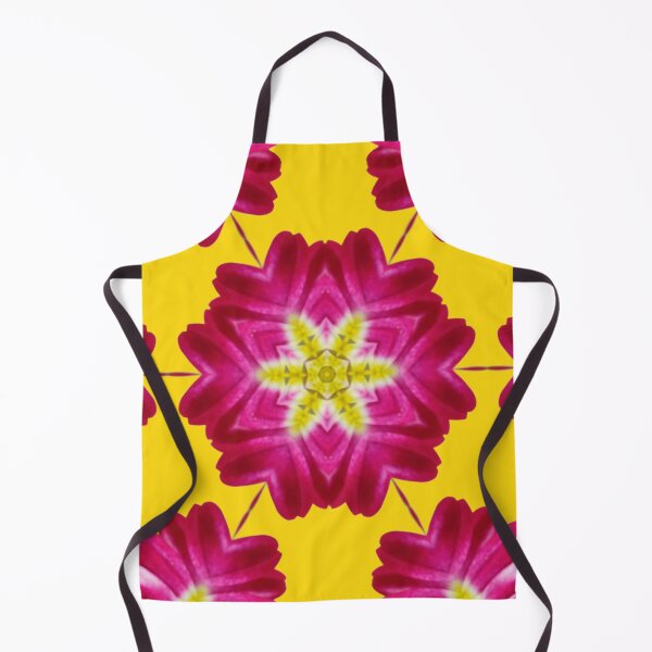 Aperçu de l'œuvre Pink Floral Star Kaleidoscope on Yellow – Bright Bold Pattern créée et vendue par SilentBloomLab.