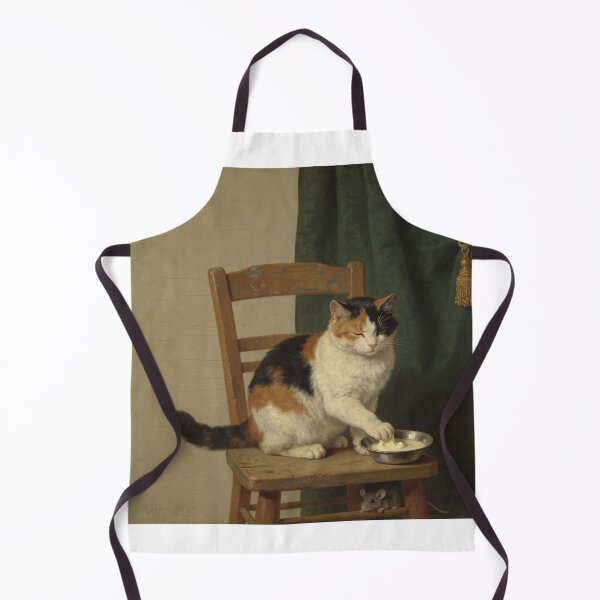 Artikelvorschau, Calico-Katzenporträt im Stil der Volkskunst – Primitiver Vintage-Stil entworfen und verkauft von PictorialWhimsy.
