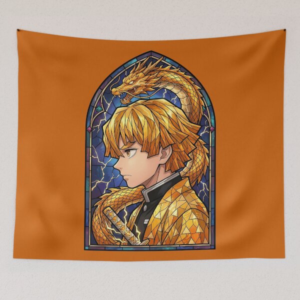 Item preview, Zenitsu Agatsuma Demon Slayer Dragon Lightning Stained Glass designed and sold by mildaclairmo.