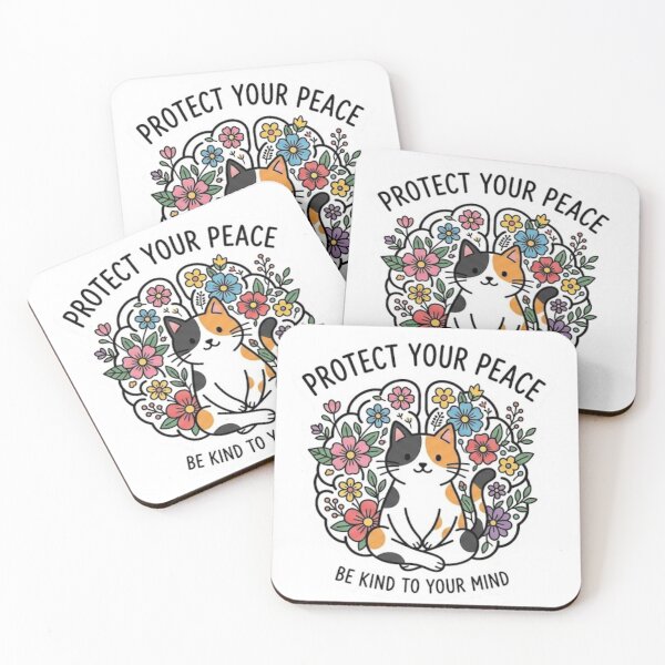 Item preview, Protect Your Peace Mental Health Cat Brain Flora Design designed and sold by SheryfaEl.