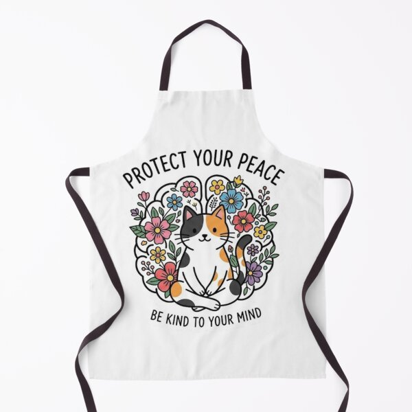 Item preview, Protect Your Peace Mental Health Cat Brain Flora Design designed and sold by SheryfaEl.