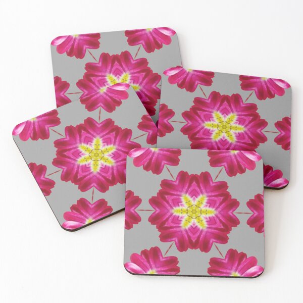 Item preview, Pink Floral Star Kaleidoscope on Gray – Minimal Floral Pattern designed and sold by SilentBloomLab.