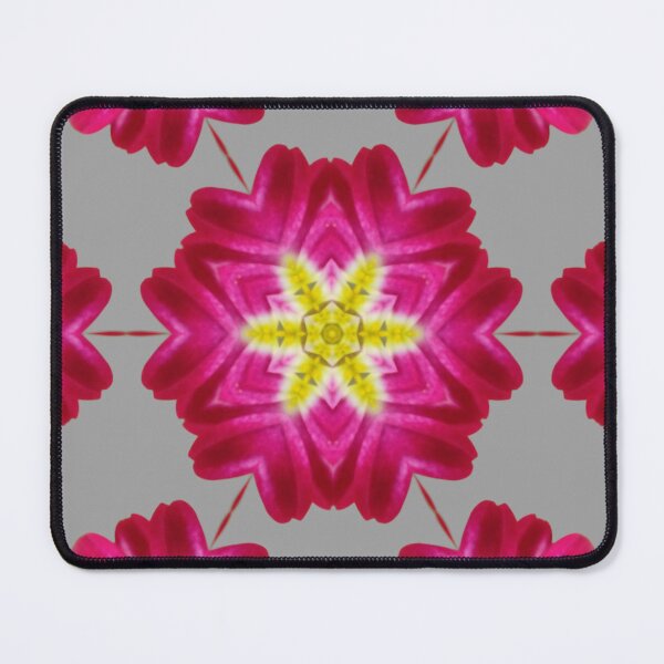 Item preview, Pink Floral Star Kaleidoscope on Gray – Minimal Floral Pattern designed and sold by SilentBloomLab.