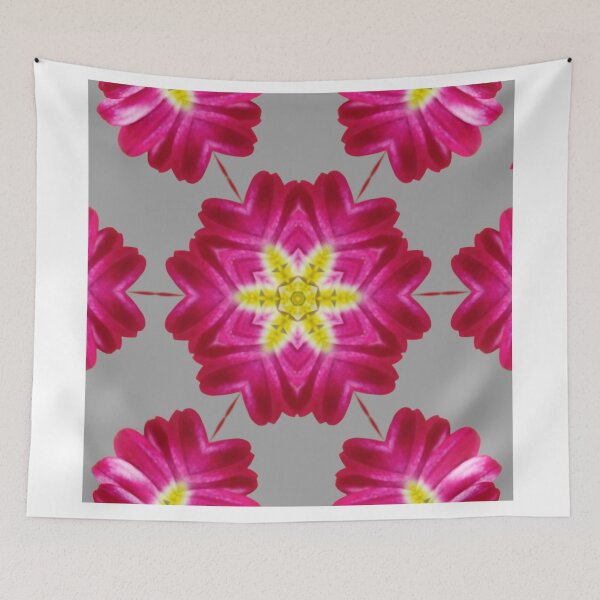 Item preview, Pink Floral Star Kaleidoscope on Gray – Minimal Floral Pattern designed and sold by SilentBloomLab.