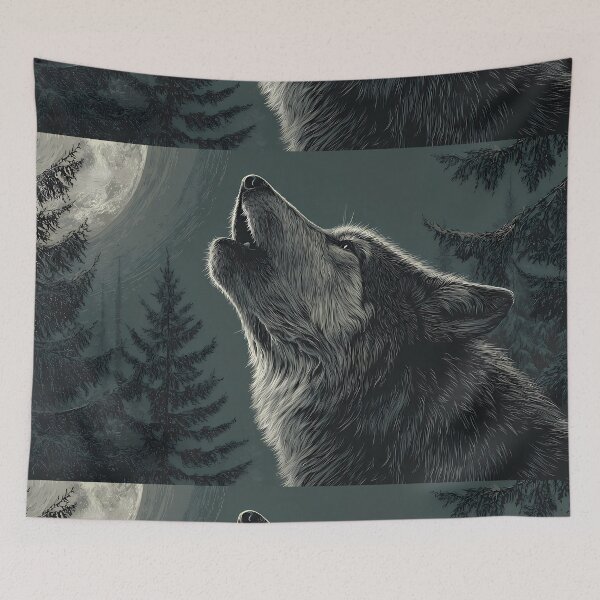 Item preview, Majestic Wolves Under Moonlight Spirit Wild Nature designed and sold by ART ATTACK ZONE.