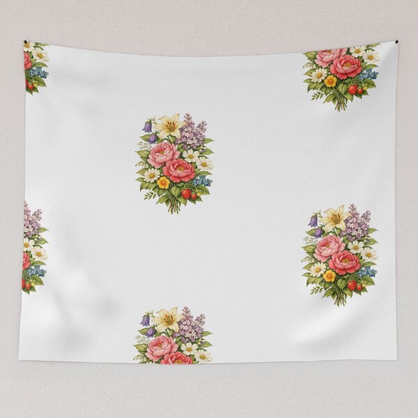 Item preview, Classic Botanical Harmony – Vintage Floral Composition designed and sold by Joyfulfabric.