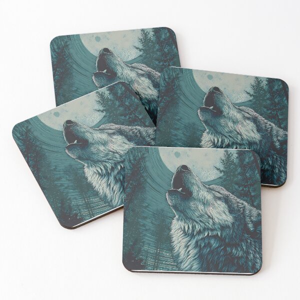 Item preview, Wood Majestic Wolves Under Moonlight Spirit Wild Nature designed and sold by ART ATTACK ZONE.