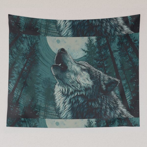 Item preview, Wood Majestic Wolves Under Moonlight Spirit Wild Nature designed and sold by ART ATTACK ZONE.
