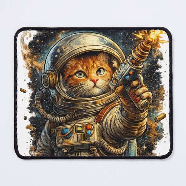 Item preview, Space Cat Vintage Illustration Astronaut Kitten for Sci-Fi Lovers designed and sold by RickE.