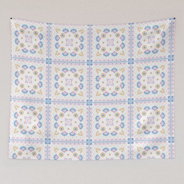 Item preview, Handerkchief Floral - Aegean Summer -white background  designed and sold by Stephanie Fiona Design.