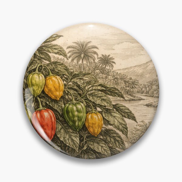 Item preview, Capsicum Chinense Botanical Illustration | Habanero Pepper Engraving | Vintage Scotch Bonnet Chili Plant Art designed and sold by LinePlatePress.