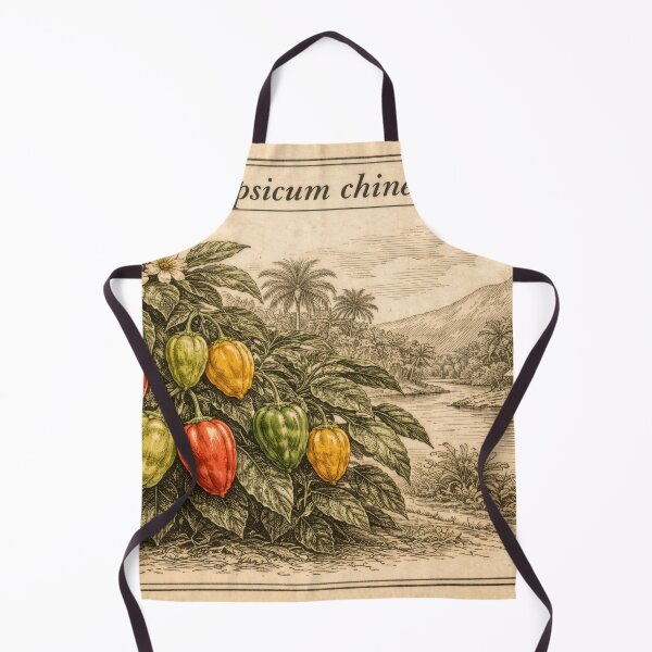 Item preview, Capsicum Chinense Botanical Illustration | Habanero Pepper Engraving | Vintage Scotch Bonnet Chili Plant Art designed and sold by LinePlatePress.