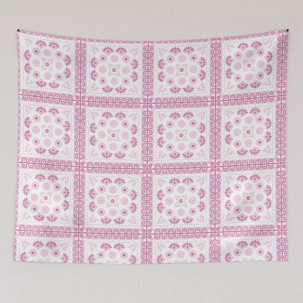 Item preview, Handerkchief Floral - Aegean Summer - pink white designed and sold by Stephanie Fiona Design.