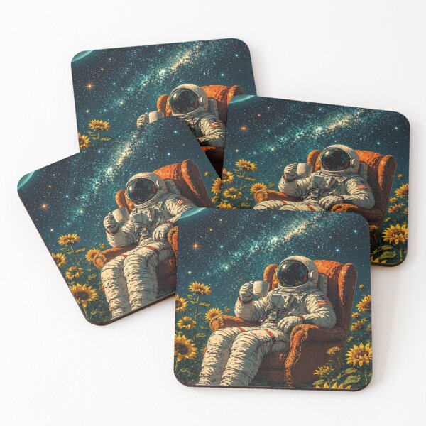 Item preview, Cozy Astronaut Sitting Among Sunflowers in Space designed and sold by Expl0rer.