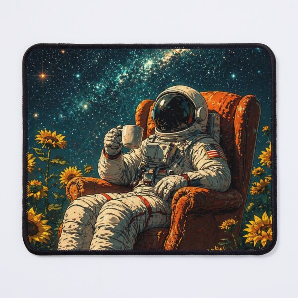 Item preview, Cozy Astronaut Sitting Among Sunflowers in Space designed and sold by Expl0rer.