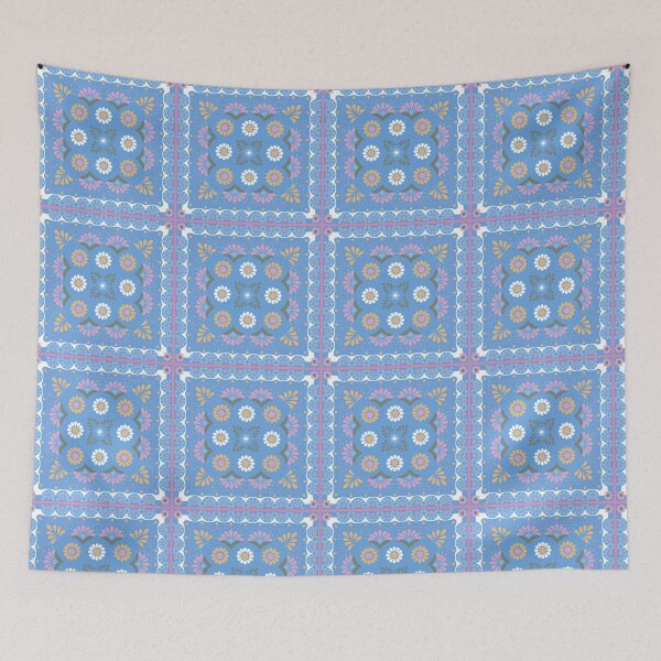 Item preview, Handerkchief Floral - Aegean Summer - dark blue multi designed and sold by Stephanie Fiona Design.