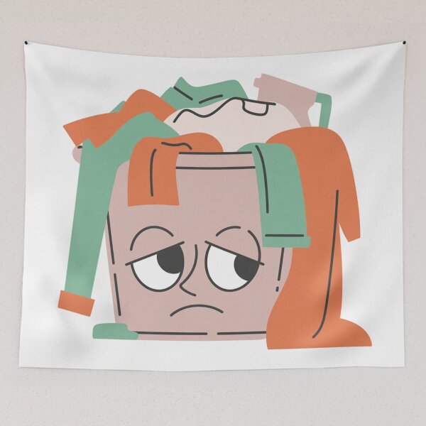 Item preview, Overwhelmed Laundry Basket – Relatable "Chore Fatigue" Art Sticker designed and sold by Moodzu.