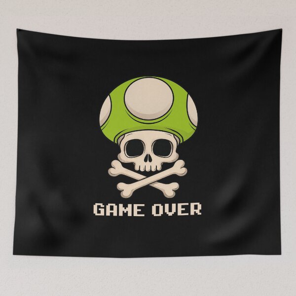 Item preview, Game Over Skull Mushroom Gamer Design designed and sold by ArtsB.