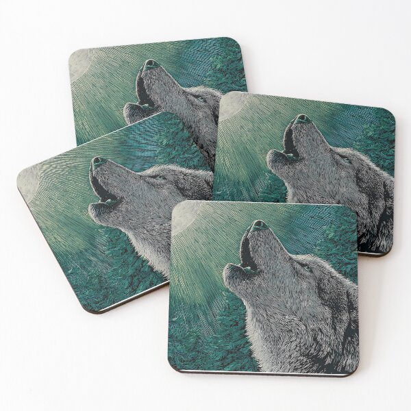 Item preview, Green Majestic Wolves Under Moonlight Spirit Wild Nature designed and sold by ART ATTACK ZONE.