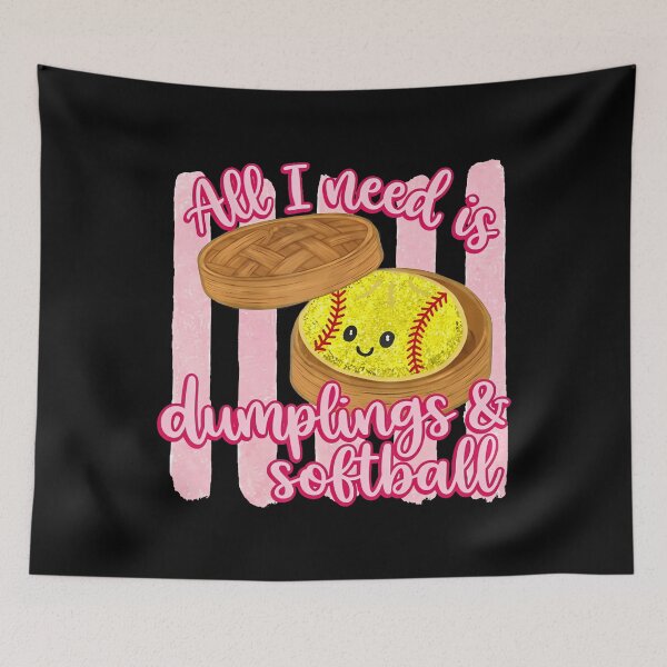 Item preview, All I Need Is Dumplings  Softball Retro Striped Softball designed and sold by stershopepie.