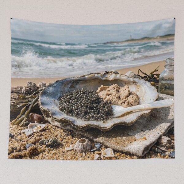 Aperçu de l'œuvre Foie au caviar en bord de mer créée et vendue par Uniqueartai.