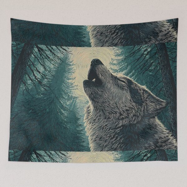 Item preview, Creature Majestic Wolves Under Moonlight Spirit Wild Nature designed and sold by ART ATTACK ZONE.