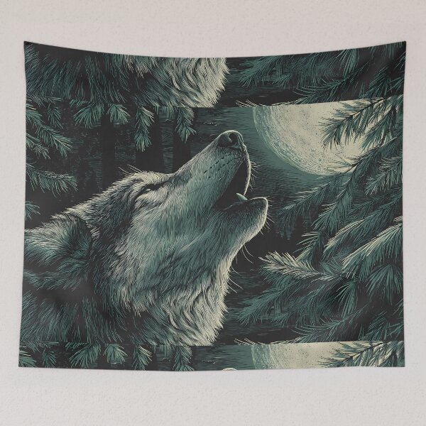 Item preview,  Night Majestic Wolves Under Moonlight Spirit Wild Nature designed and sold by ART ATTACK ZONE.