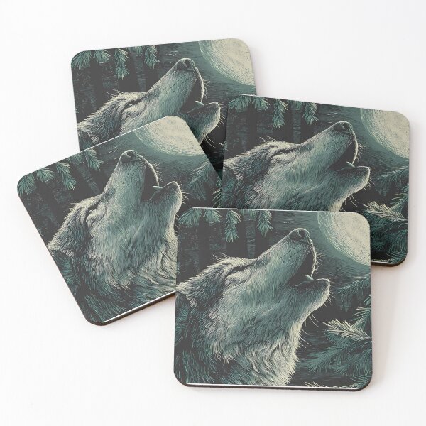 Item preview,  Night Majestic Wolves Under Moonlight Spirit Wild Nature designed and sold by ART ATTACK ZONE.