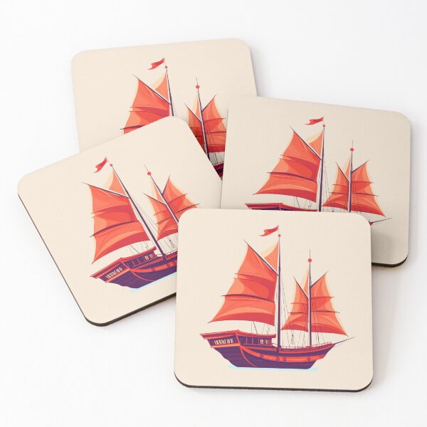 Item preview, Junk Boat - Traditional Chinese Red Sails designed and sold by Myra365Art.