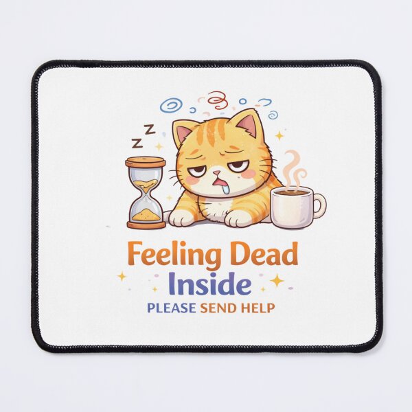 Item preview, Feeling Dead Inside Cat – Funny Burnout Kawaii Cat Meme, Tired Coffee Cat Aesthetic designed and sold by Kawaii Cosmos Cats.
