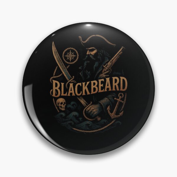 Item preview, Blackbeard Pirate Captain Design, Edward Teach Shirt, Skull Pirate, Caribbean Pirate Ship, Buccaneer, Sea Raider, Nautical Adventure Art designed and sold by Typologystudios.
