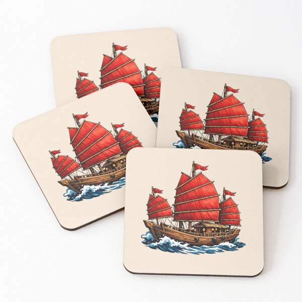 Item preview, Junk Boat - Traditional Chinese Red Sails designed and sold by Myra365Art.