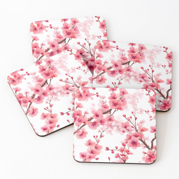 Item preview, Watercolor Pink Cherry Blossom Floral Pattern designed and sold by NicolasGlowArt.