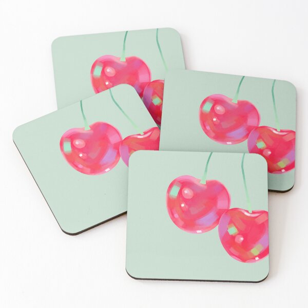 Item preview, Cherry Background Light Green Stickers Prints Posters Wall Art Magnet Home Coffee Cup Decoration TShirt Stationary Notebook Magnet Hat Kitchen Work School Office Redbubble Shop designed and sold by Saritas Boutique Shop.
