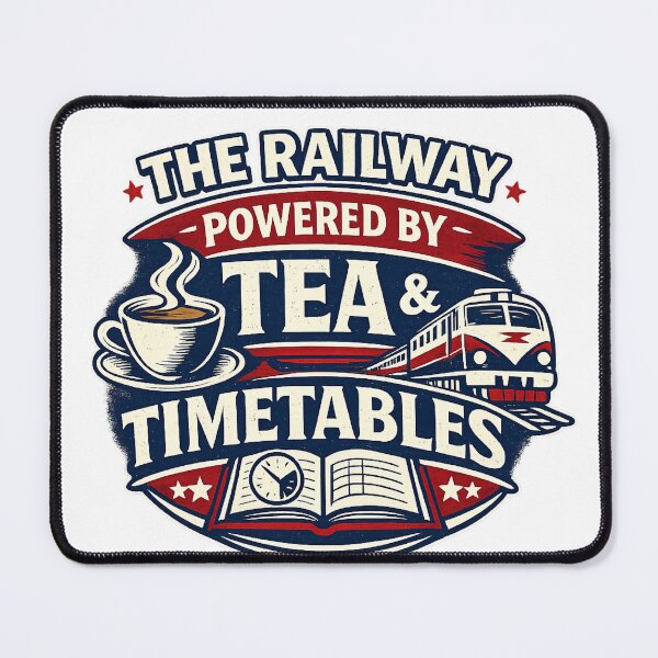 Item preview, Railway Powered By Tea And Timetables Funny Train Worker Design British Rail Humour T-Shirt designed and sold by GarnerSupplyCo.