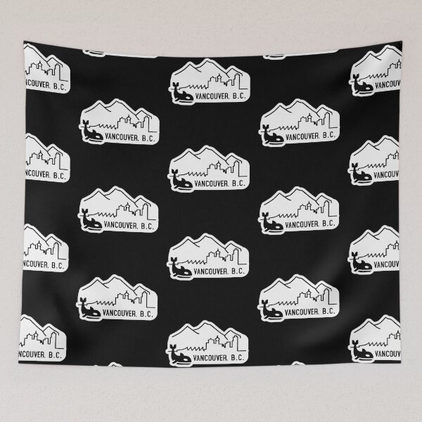 Item preview, Vancouver B.C. Canada Line Art Whale Black White designed and sold by TackyTime.