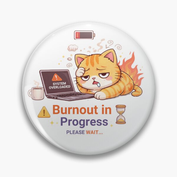 Item preview, Burnout in Progress ⏳? | Funny Overworked Cat Meme for Tired Souls designed and sold by Kawaii Cosmos Cats.