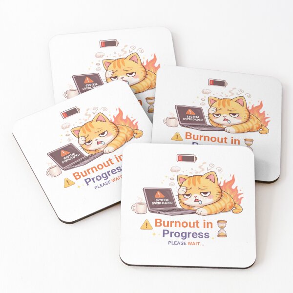 Item preview, Burnout in Progress ⏳? | Funny Overworked Cat Meme for Tired Souls designed and sold by Kawaii Cosmos Cats.