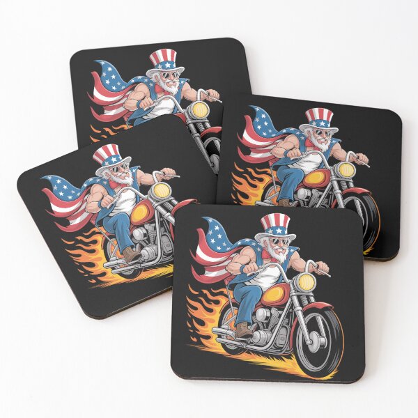 Item preview, Uncle Sam Motorcycle Cartoon Patriotic Chopper  designed and sold by OldGloryForge.