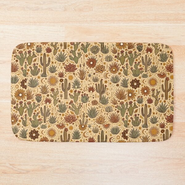 Item preview, Boho Desert Cactus Pattern with Succulents, Sun & Floral Elements on Warm Beige Background – Earthy Southwestern Seamless Design designed and sold by Soulprint Art.