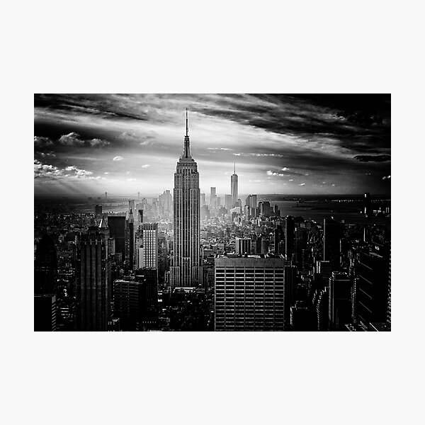Item preview, Empire State Building – Black & White New York City Skyline designed and sold by Iceberg Comic Book Lounge.